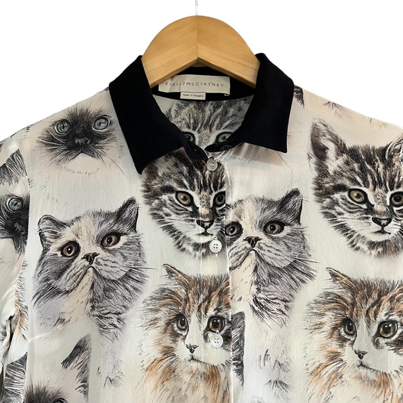 Stella McCartney silk cat print blouse size 34 or US 0, excellent condition - Picture 6 of 14